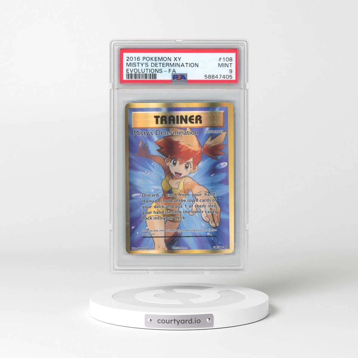 2016 Pokémon XY Evolutions #108 Misty's Determination - Full Art (PSA 9 MINT)
