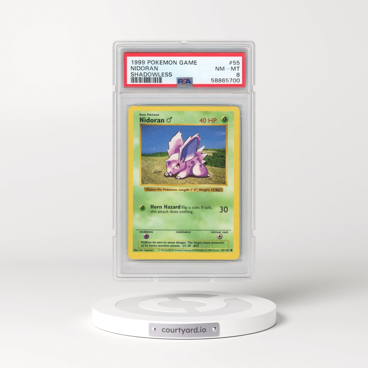1999 Pokémon Game #55 Nidoran - Shadowless (PSA 8 NM-MT)
