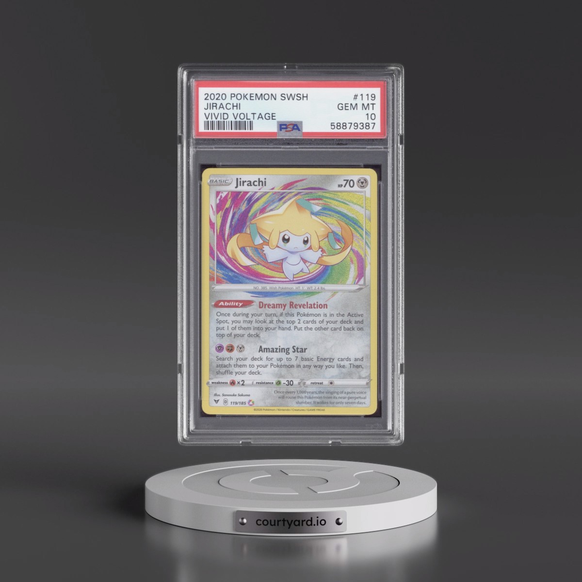 2020 Pokémon Sword & Shield Vivid Voltage #119 Jirachi (PSA 10 GEM MINT)