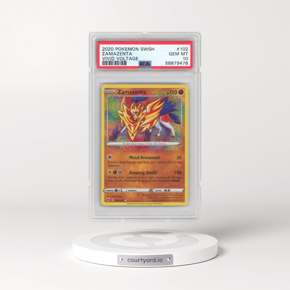 2020 Pokémon Sword & Shield Vivid Voltage #102 Zamazenta (PSA 10 GEM MINT)