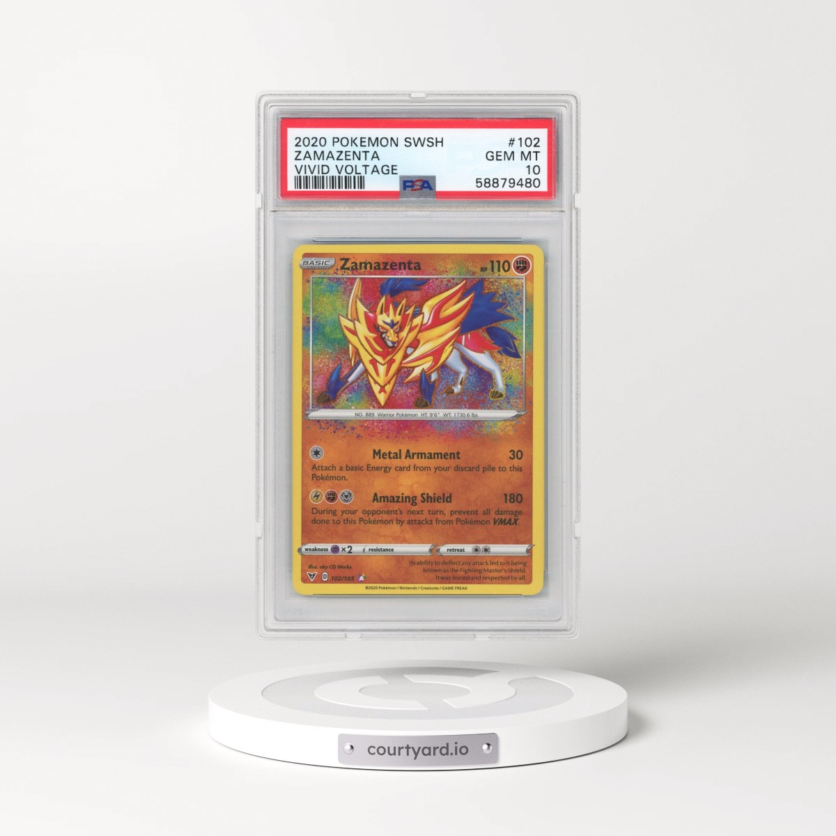2020 Pokémon Sword & Shield Vivid Voltage #102 Zamazenta (PSA 10 GEM MINT)