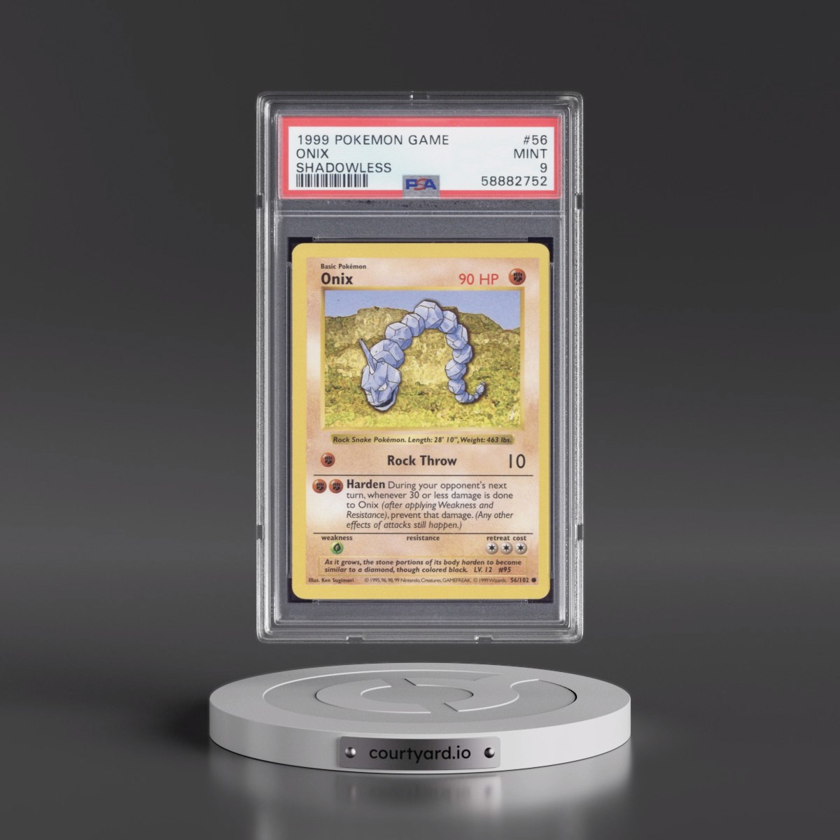 1999 Pokémon Game Onix - Shadowless #56 PSA 9