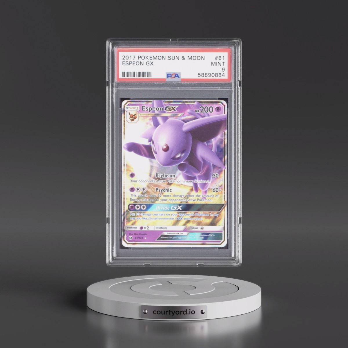 2017 Pokémon Sun & Moon #61 Espeon GX - Holo (PSA 9 MINT)