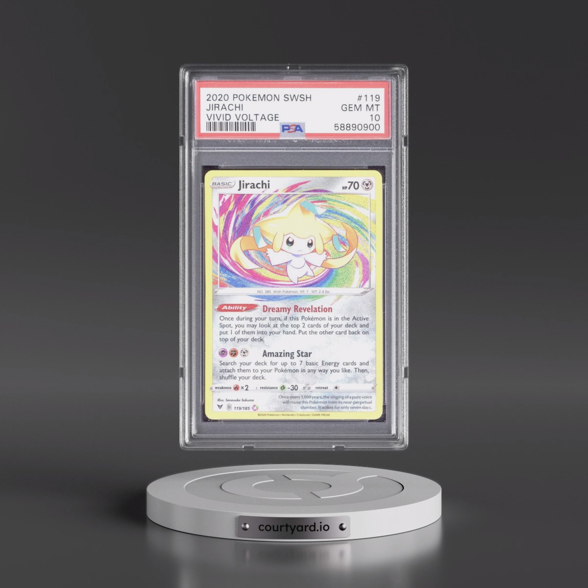 2020 Pokémon Sword & Shield Vivid Voltage #119 Jirachi (PSA 10 GEM MINT)