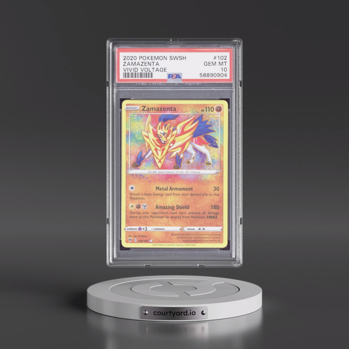 2020 Pokémon Sword & Shield Vivid Voltage #102 Zamazenta (PSA 10 GEM MINT)