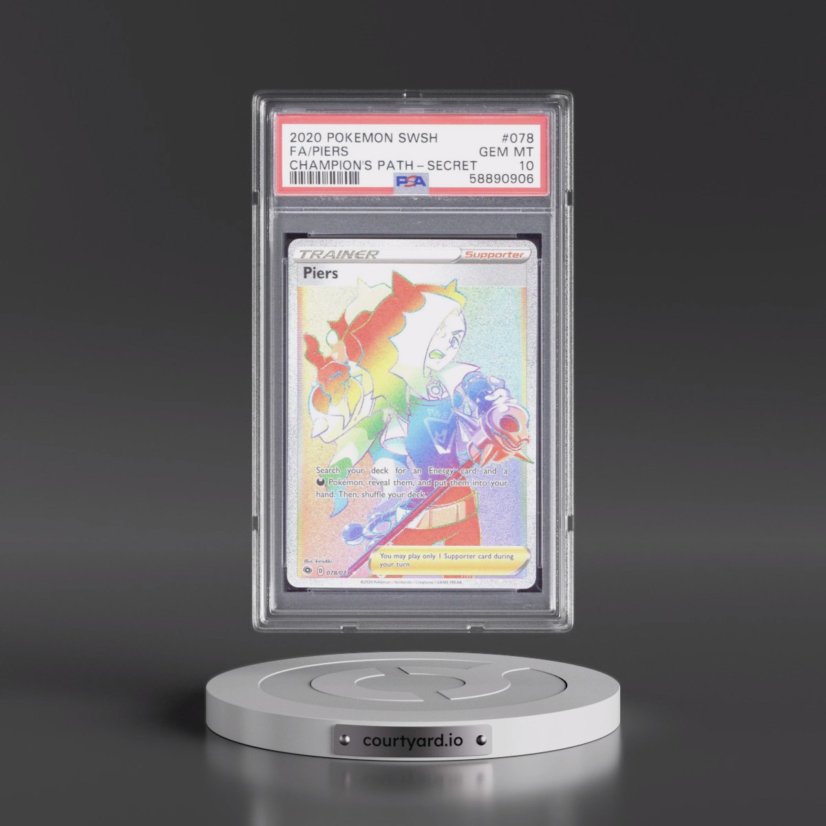 2020 Pokémon Sword & Shield Champion's Path #078 Piers - Full Art Secret (PSA 10 GEM MINT)
