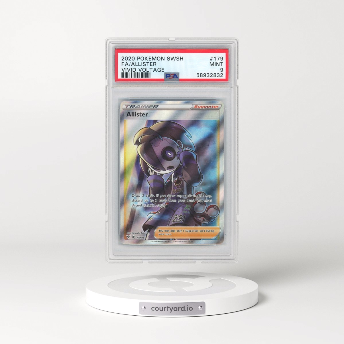 2020 Pokémon Sword & Shield Vivid Voltage #179 Allister - Full Art (PSA 9 MINT)