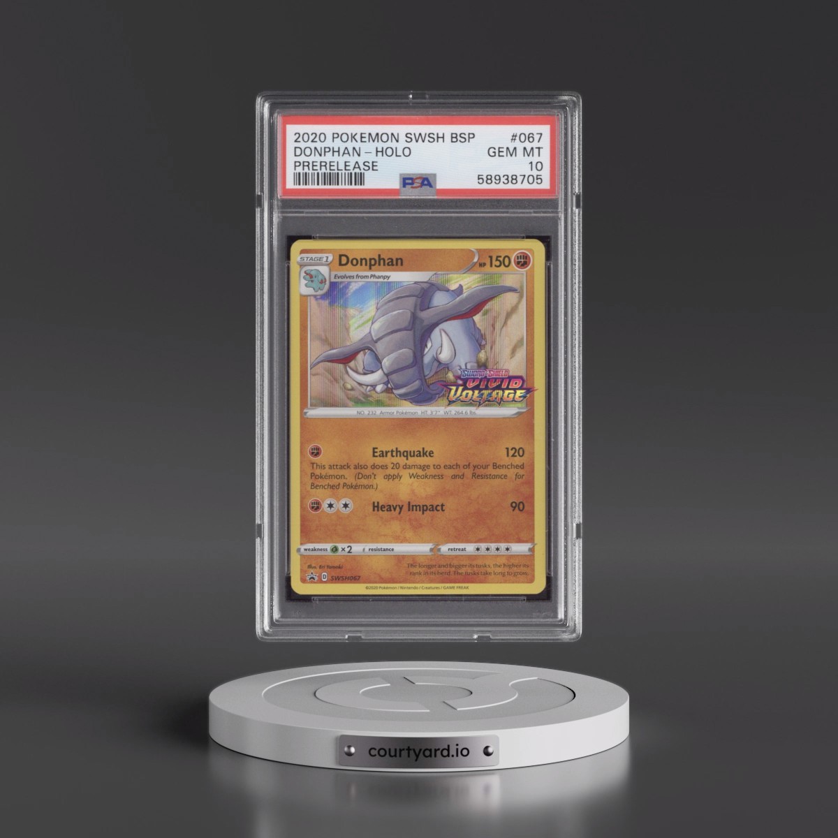 2020 Pokémon Swsh Black Star Promo #067 Donphan - Holo Prerelease (PSA 10 GEM MINT)