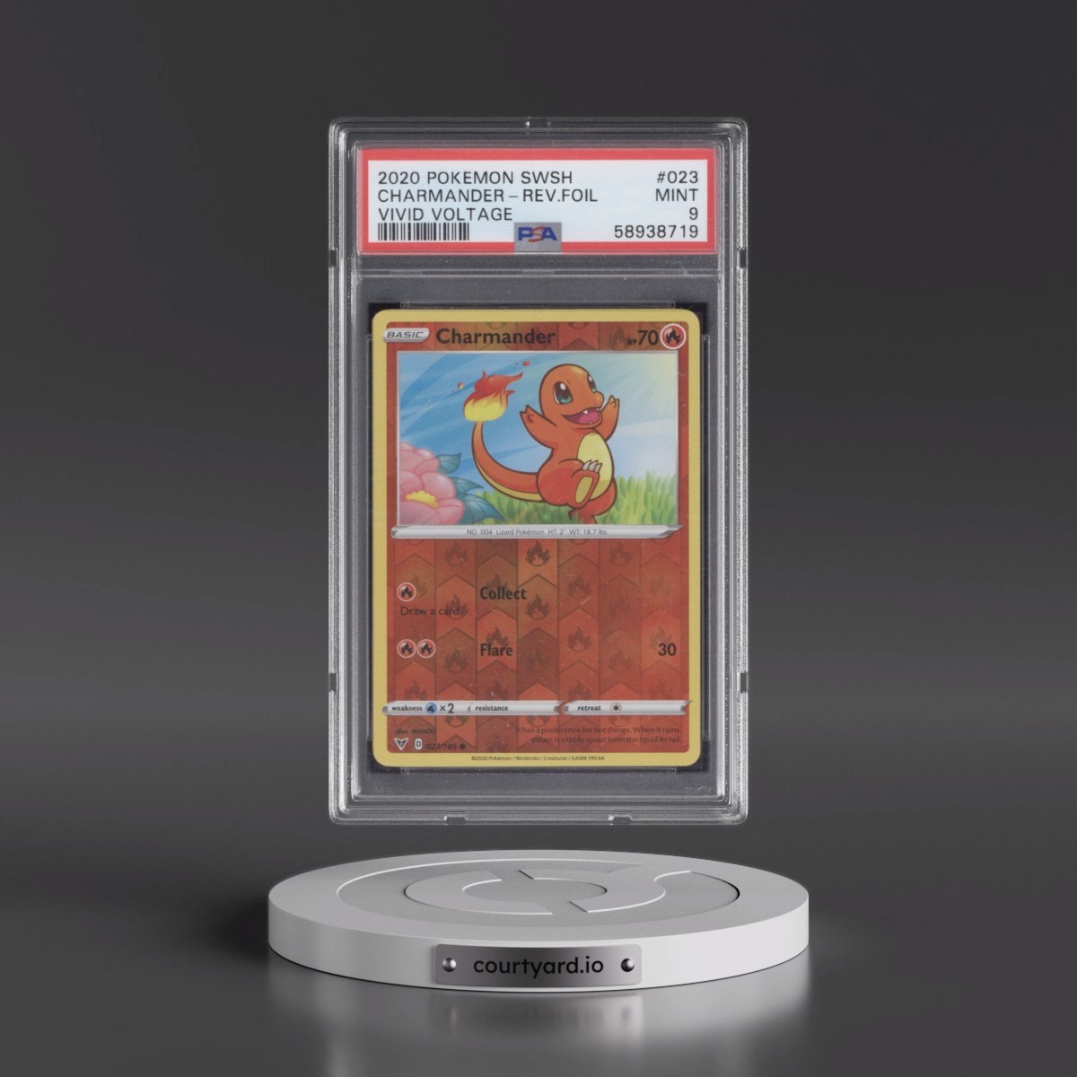 2020 Pokémon Sword & Shield Vivid Voltage #023 Charmander - Reverse Foil (PSA 9 MINT)