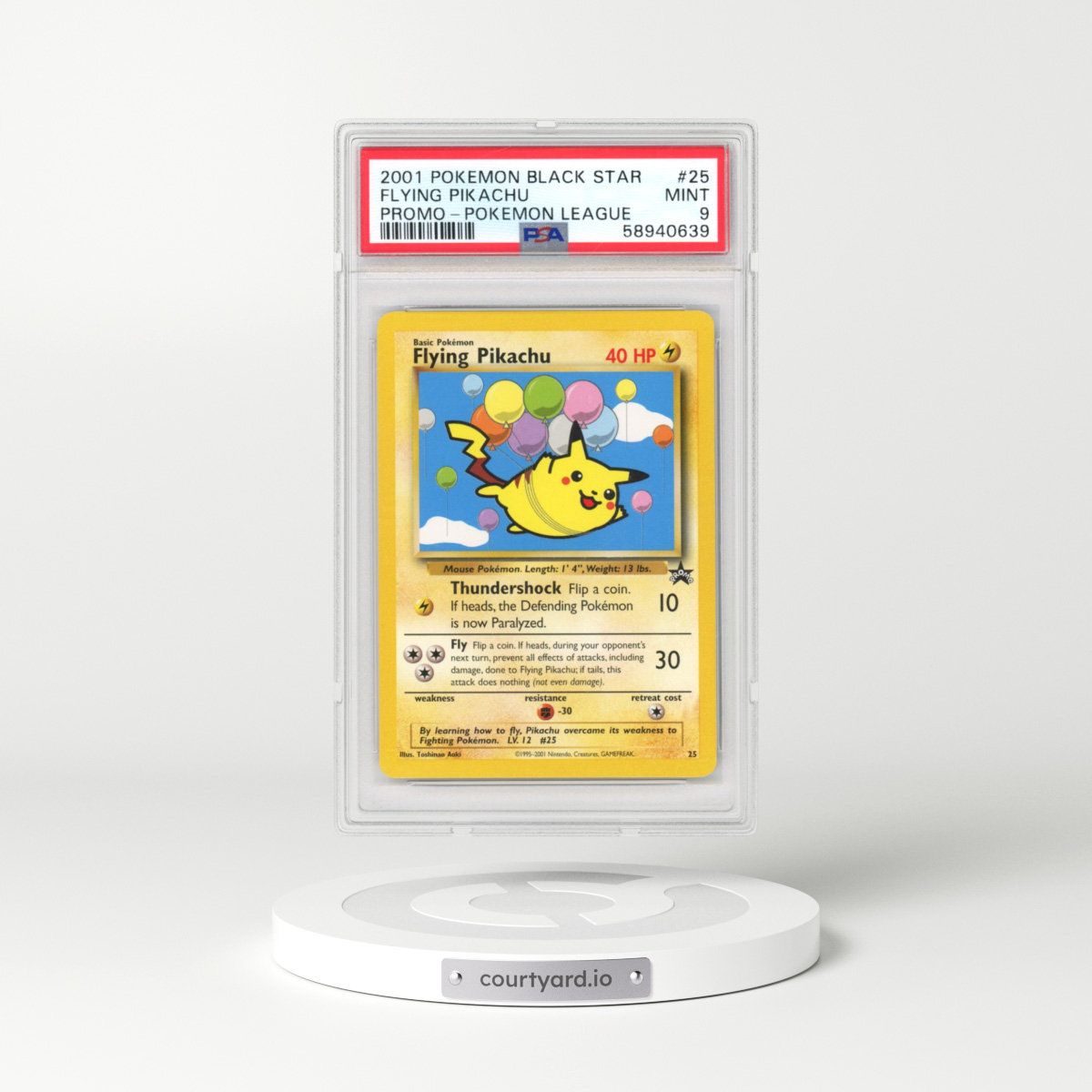 1999 Black Star Promos #25 Flying Pikachu - Pokémon League (PSA 9 MINT)