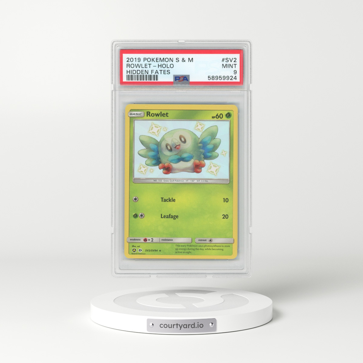 2019 Hidden Fates #SV2 Rowlet (PSA 9 MINT)