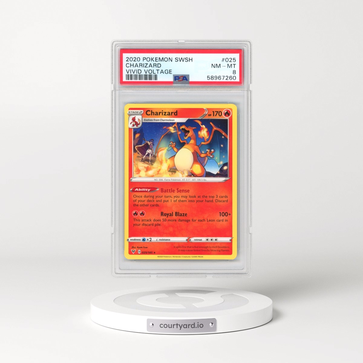 2020 Pokémon Sword & Shield Vivid Voltage #025 Charizard (PSA 8 NM-MT)