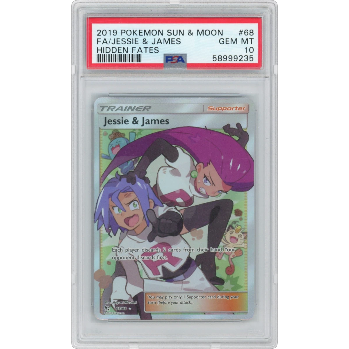 2019 Pokémon Sun & Moon Hidden Fates #68 Jessie & James - Full Art (PSA 10 GEM MINT)