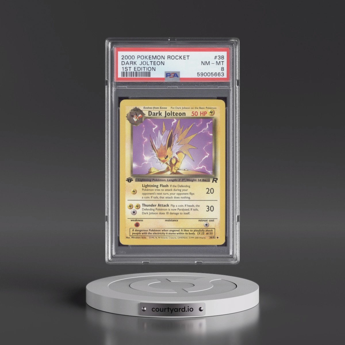 2000 Pokémon Rocket #38 Dark Jolteon - 1st Edition (PSA 8 NM-MT)