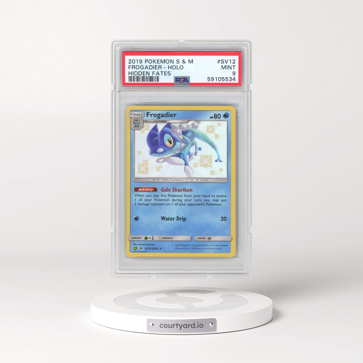2019 Pokémon Sun & Moon Hidden Fates #SV12 Frogadier - Holo (PSA 9 MINT)