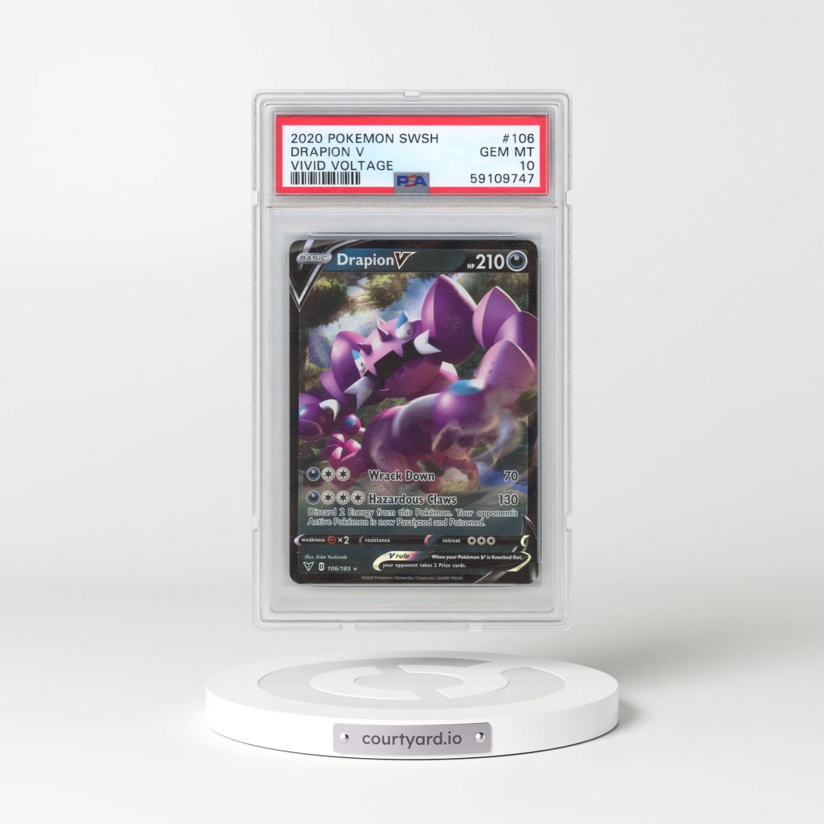 2020 Pokémon Sword & Shield Vivid Voltage #106 Drapion V - Holo (PSA 10 GEM MINT)