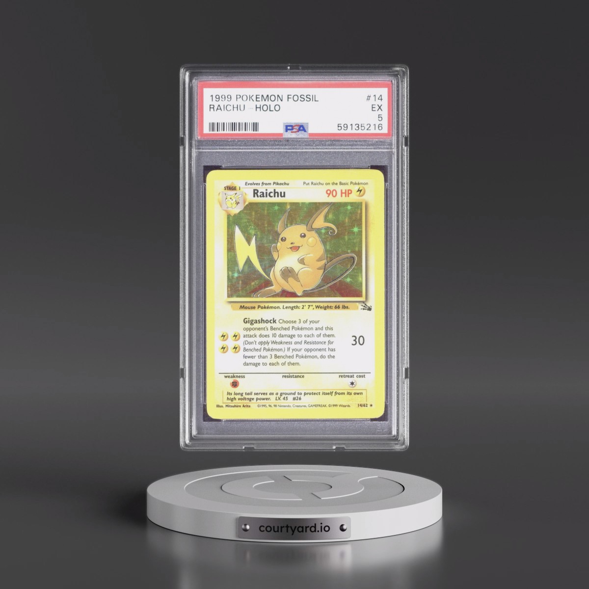 1999 Pokémon Fossil #14 Raichu - Holo (PSA 5 EX)