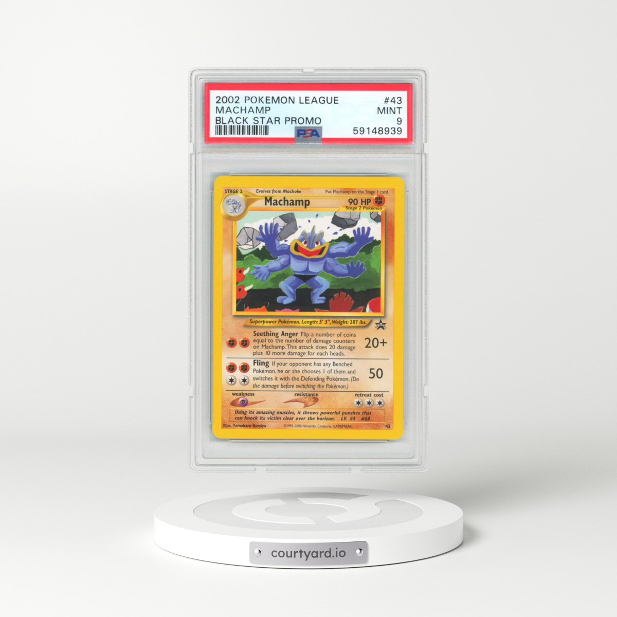 1999 Black Star Promos #43 Machamp - Pokémon League (PSA 9 MINT)