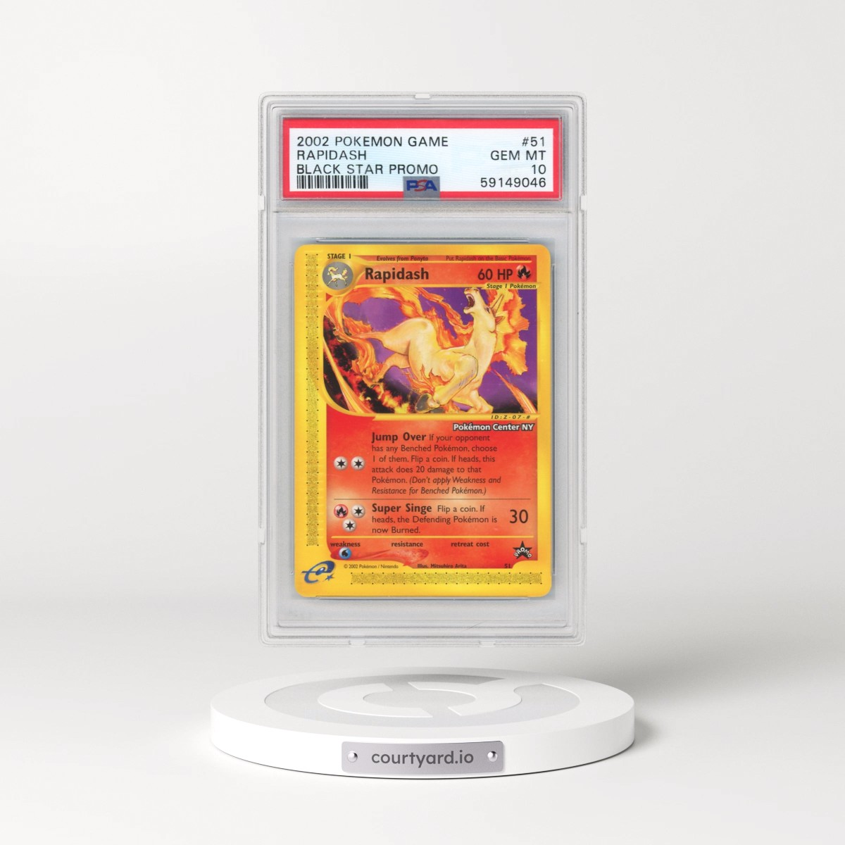 2002 Pokémon Game Promo #51 Rapidash - Black Star-Pokemon Center NY (PSA 10 GEM MINT)