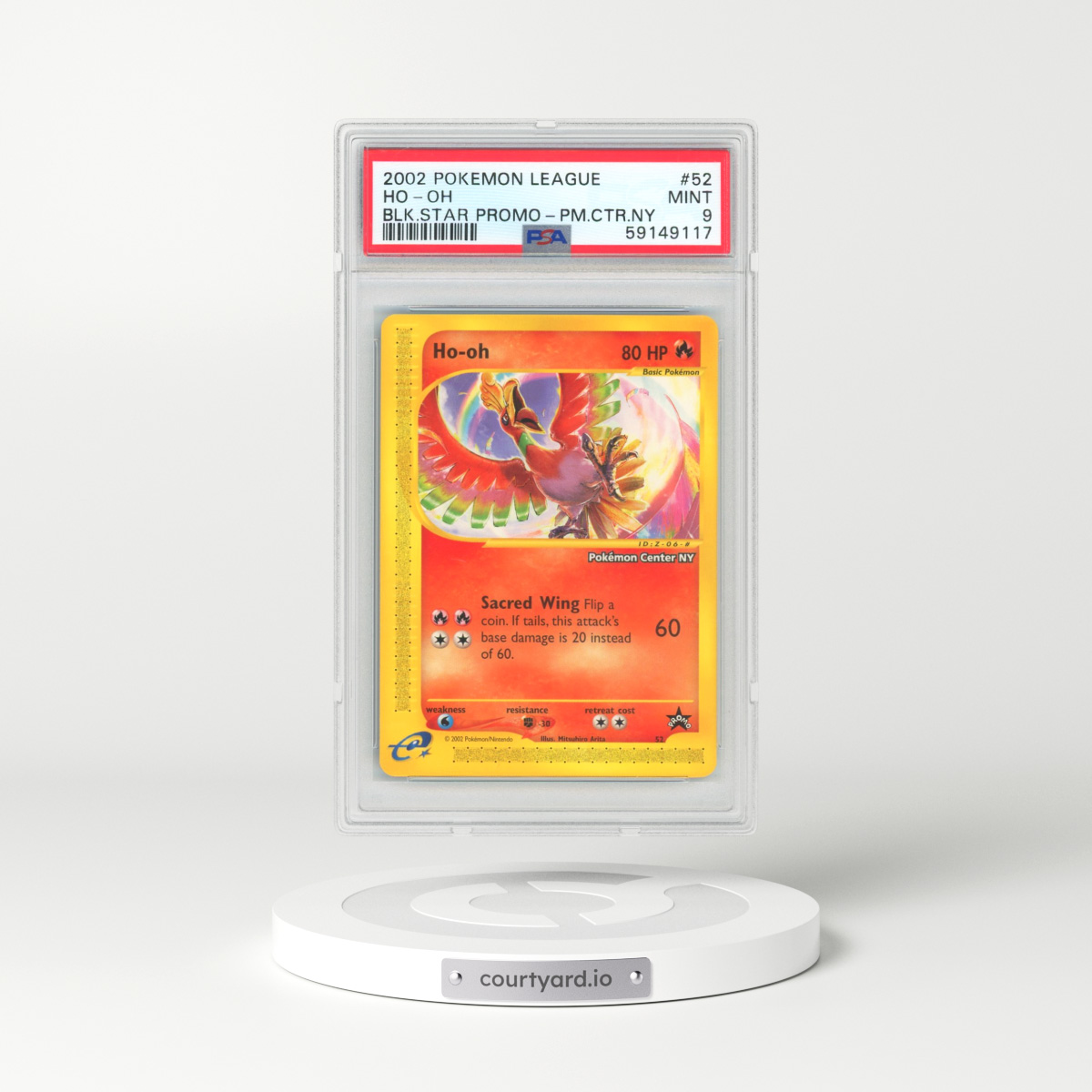 2002 Pokémon League Promo Black Star #52 HO-Oh - Pokemon Center NY (PSA 9 MINT)