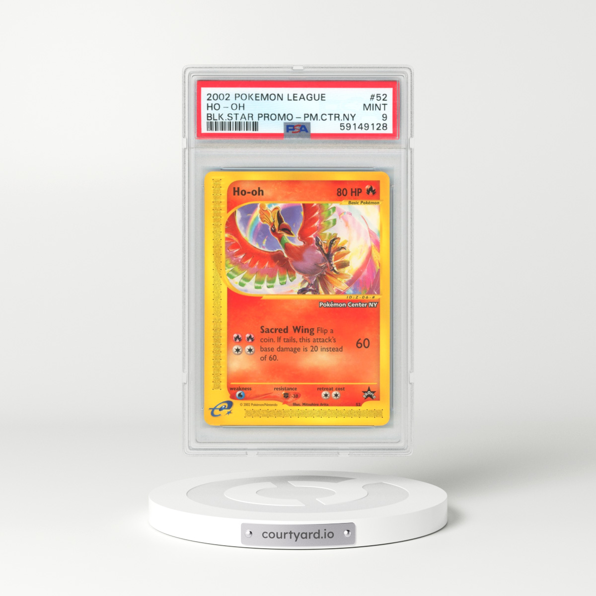 2002 Pokémon League Promo Black Star #52 HO-Oh - Pokemon Center NY (PSA 9 MINT)
