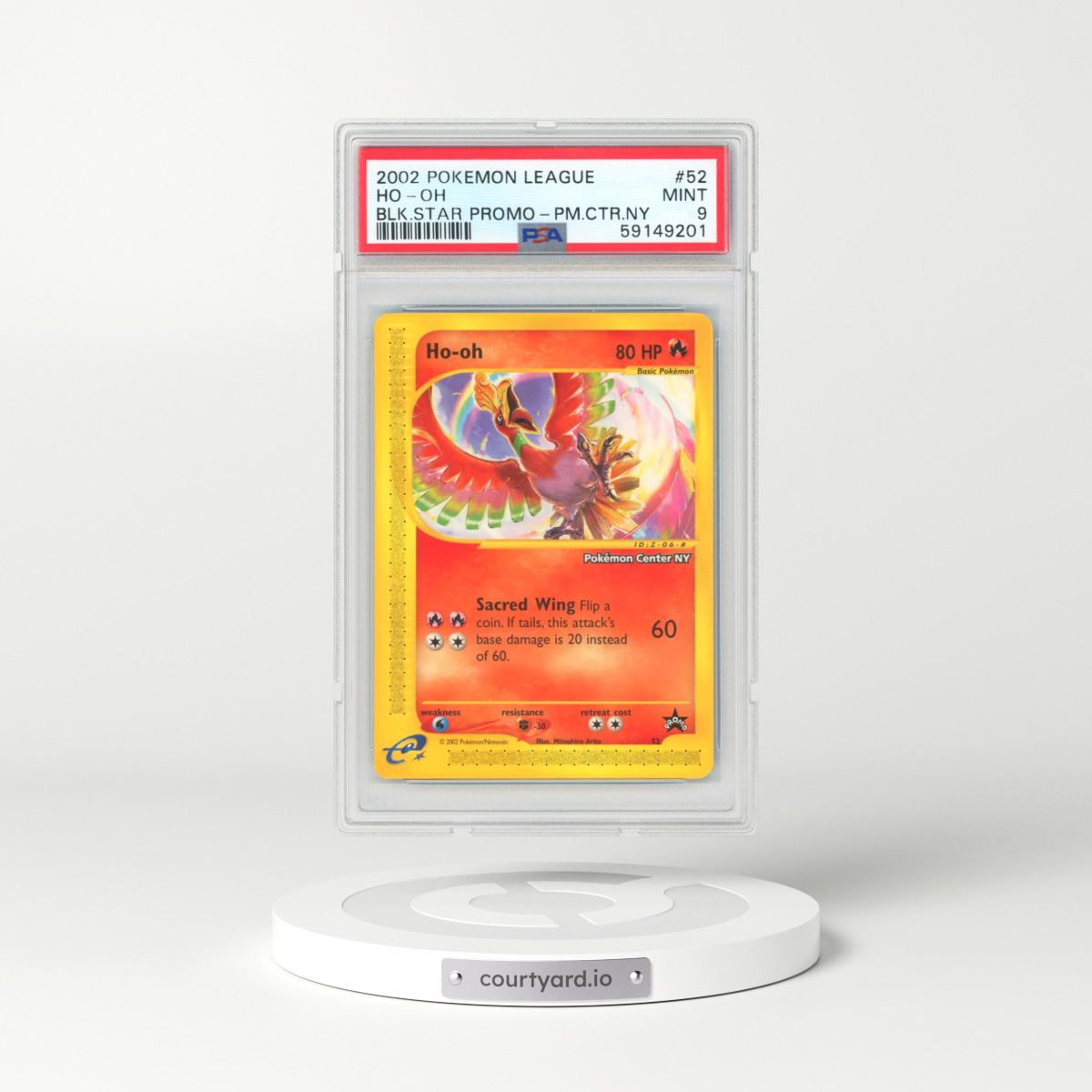 2002 Pokémon League Promo Black Star #52 HO-Oh - Pokemon Center NY (PSA 9 MINT)
