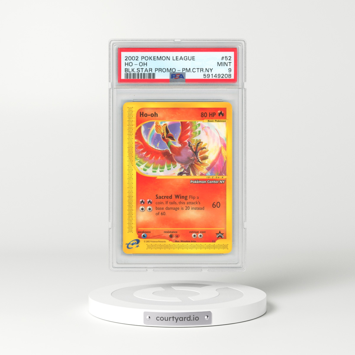 2002 Pokémon League Promo Black Star #52 HO-Oh - Pokemon Center NY (PSA 9 MINT)