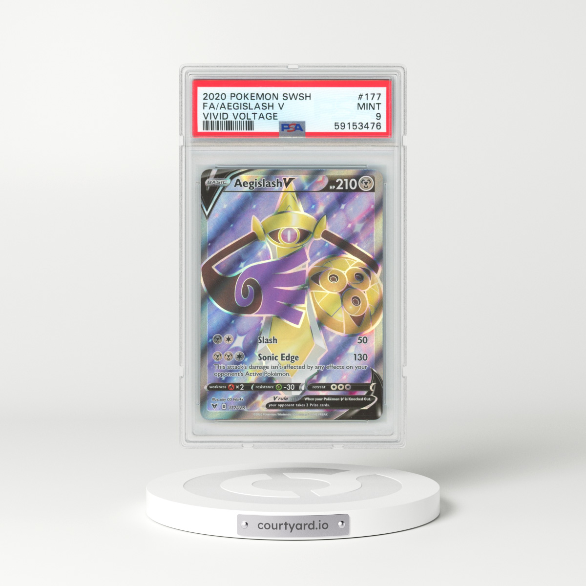 2020 Vivid Voltage #177 Aegislash V - Ultra Rare Holo (PSA 9 MINT)