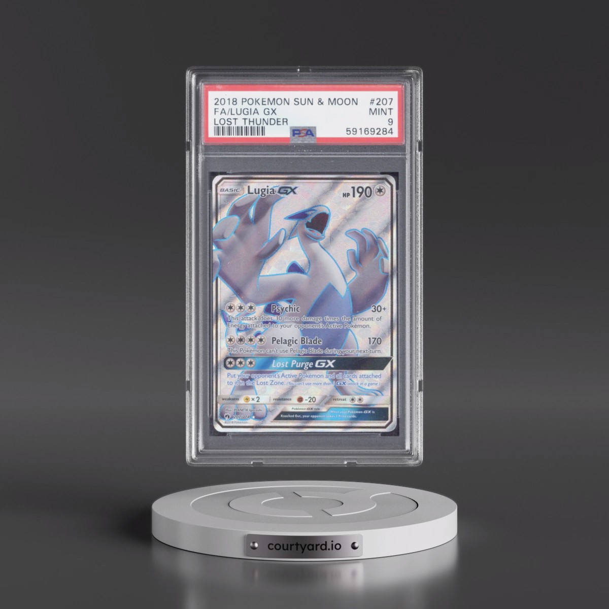 2018 Pokémon Sun & Moon Lost Thunder #207 Lugia GX - Holo Full Art (PSA 9 MINT)