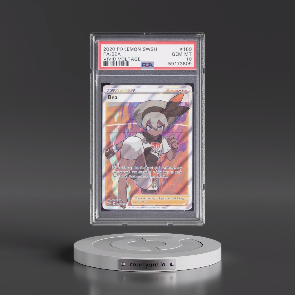 2020 Pokémon Sword & Shield Vivid Voltage #180 Bea - Full Art (PSA 10 GEM MINT)