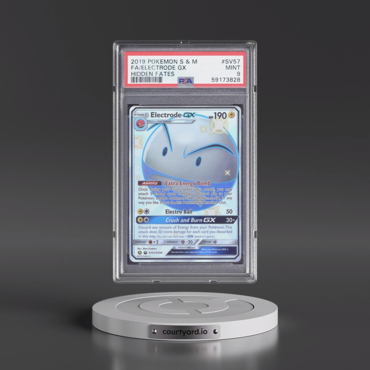 2019 Pokémon Sun & Moon Hidden Fates #SV57 Electrode GX - Holo Full Art (PSA 9 MINT)