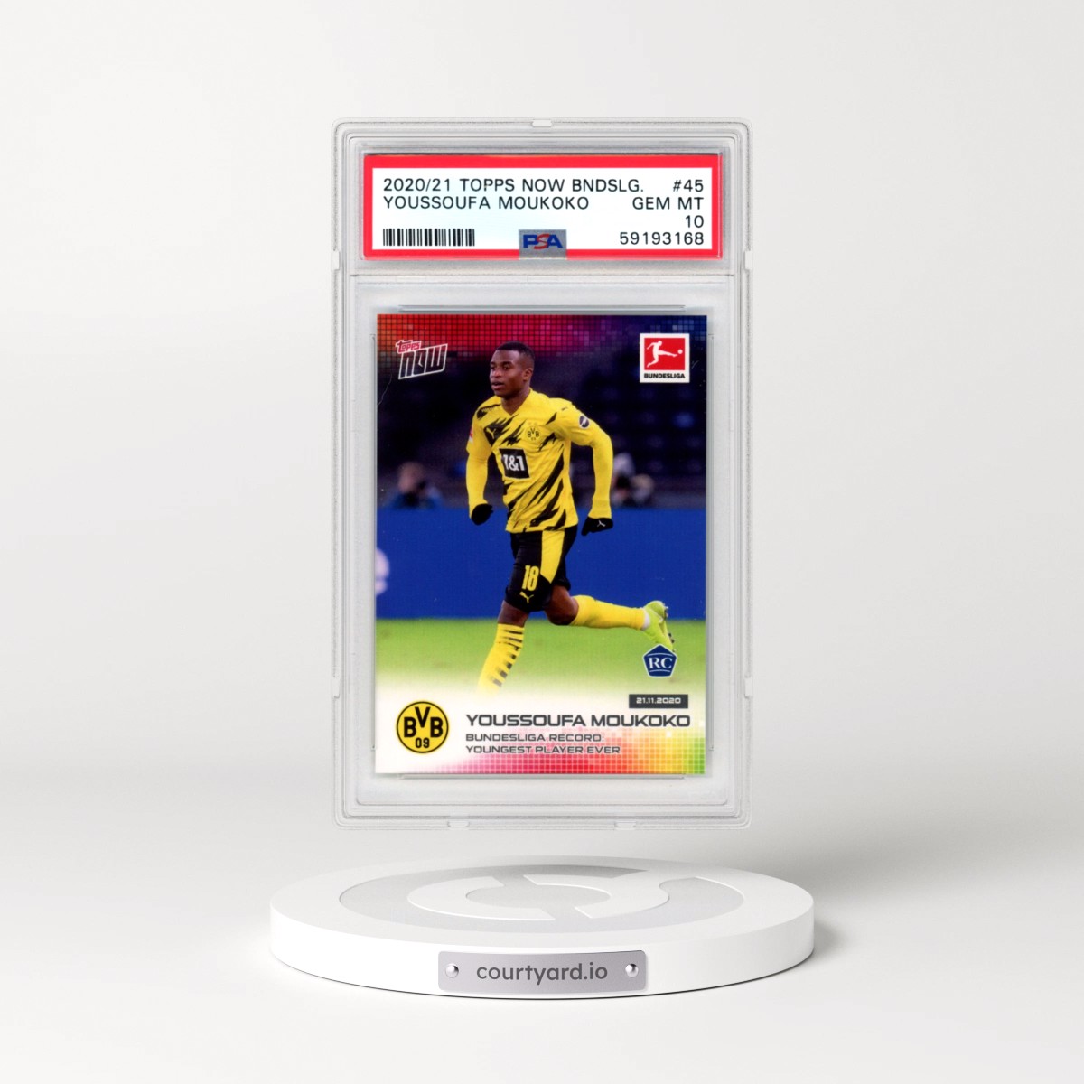 2020 Topps Now Bundesliga #45 Youssoufa Moukoko (PSA 10 GEM MINT)