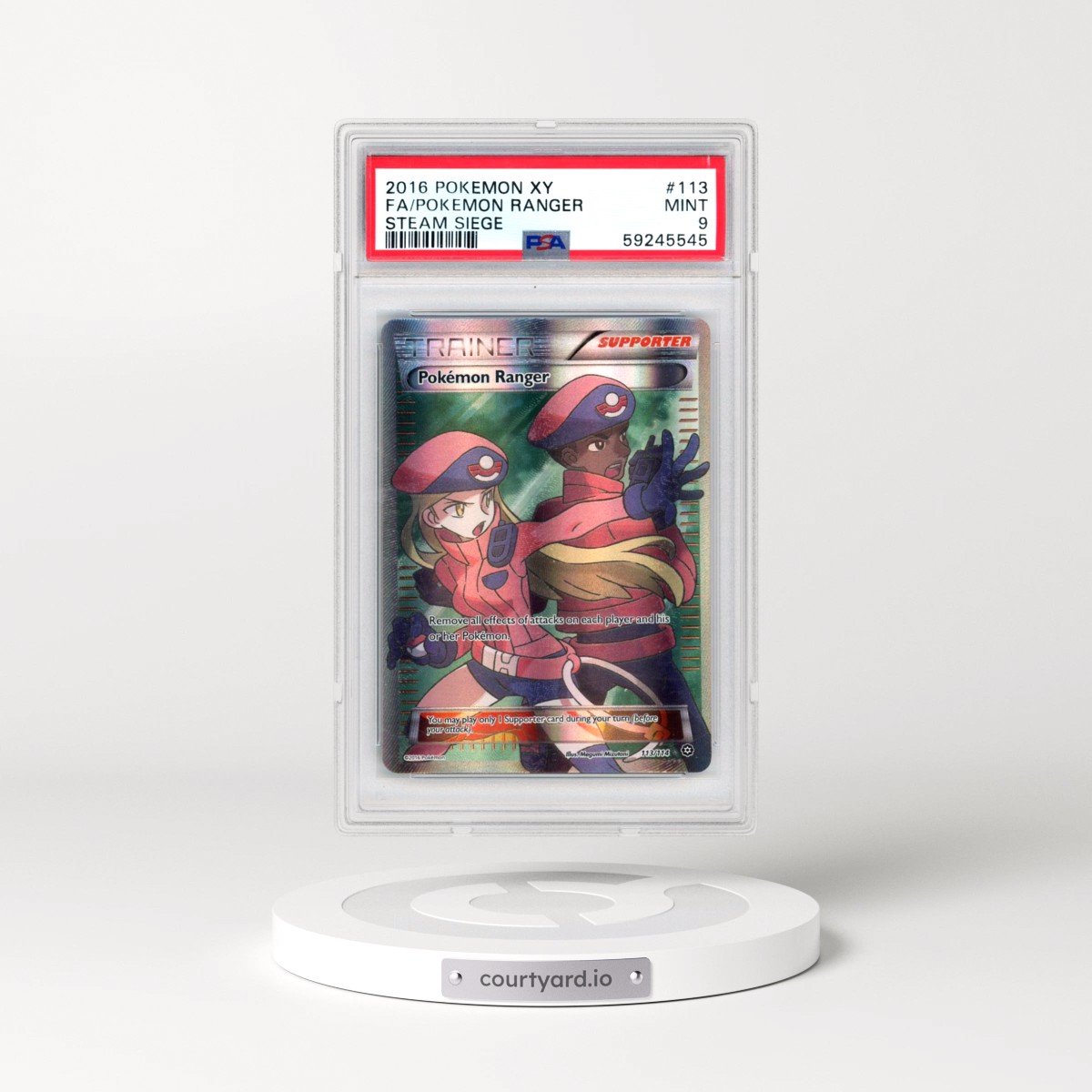 2016 Pokémon XY Steam Siege #113 Pokemon Ranger - Full Art (PSA 9 MINT)