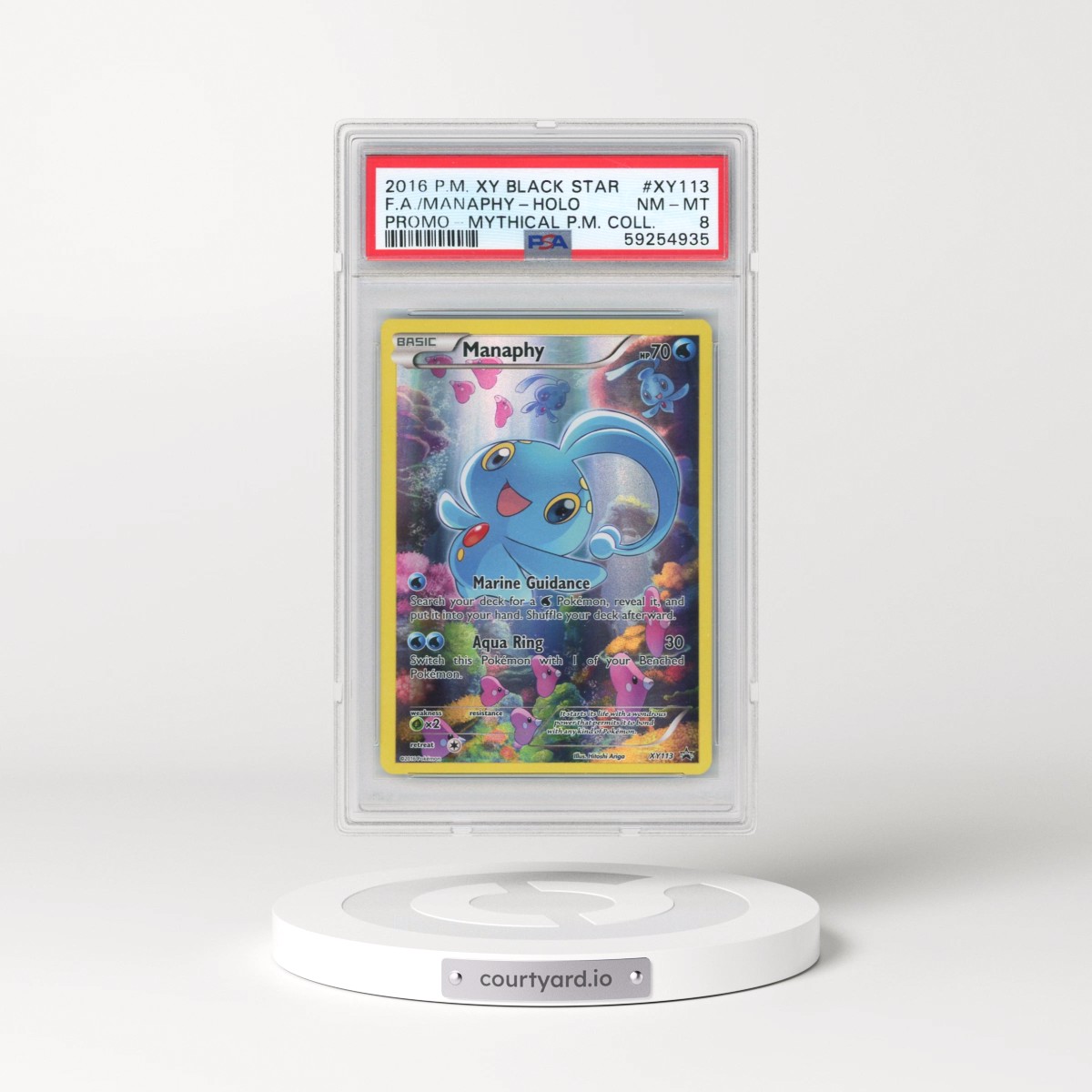 2016 Pokémon XY Black Star Promo #XY113 Manaphy - Full Art Mythical Pokemon Collection (PSA 8 NM-MT)