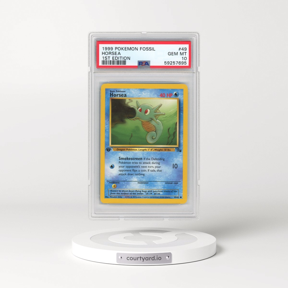 1999 Pokémon Fossil #49 Horsea - 1st Edition (PSA 10 GEM MINT)