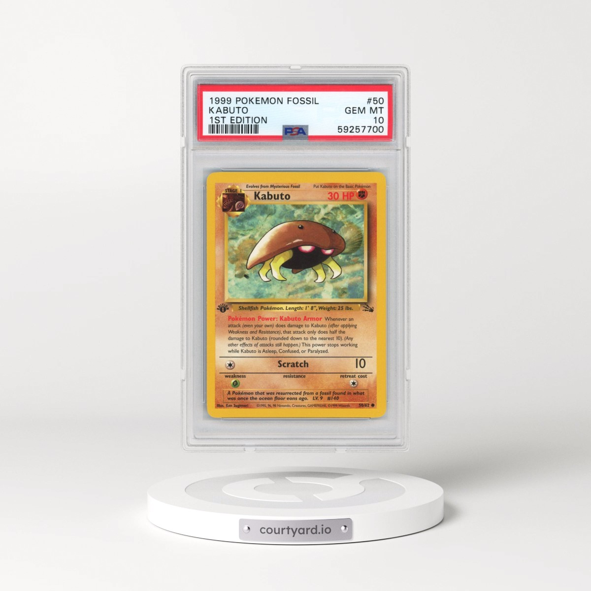 1999 Pokémon Fossil #50 Kabuto - 1st Edition (PSA 10 GEM MINT)