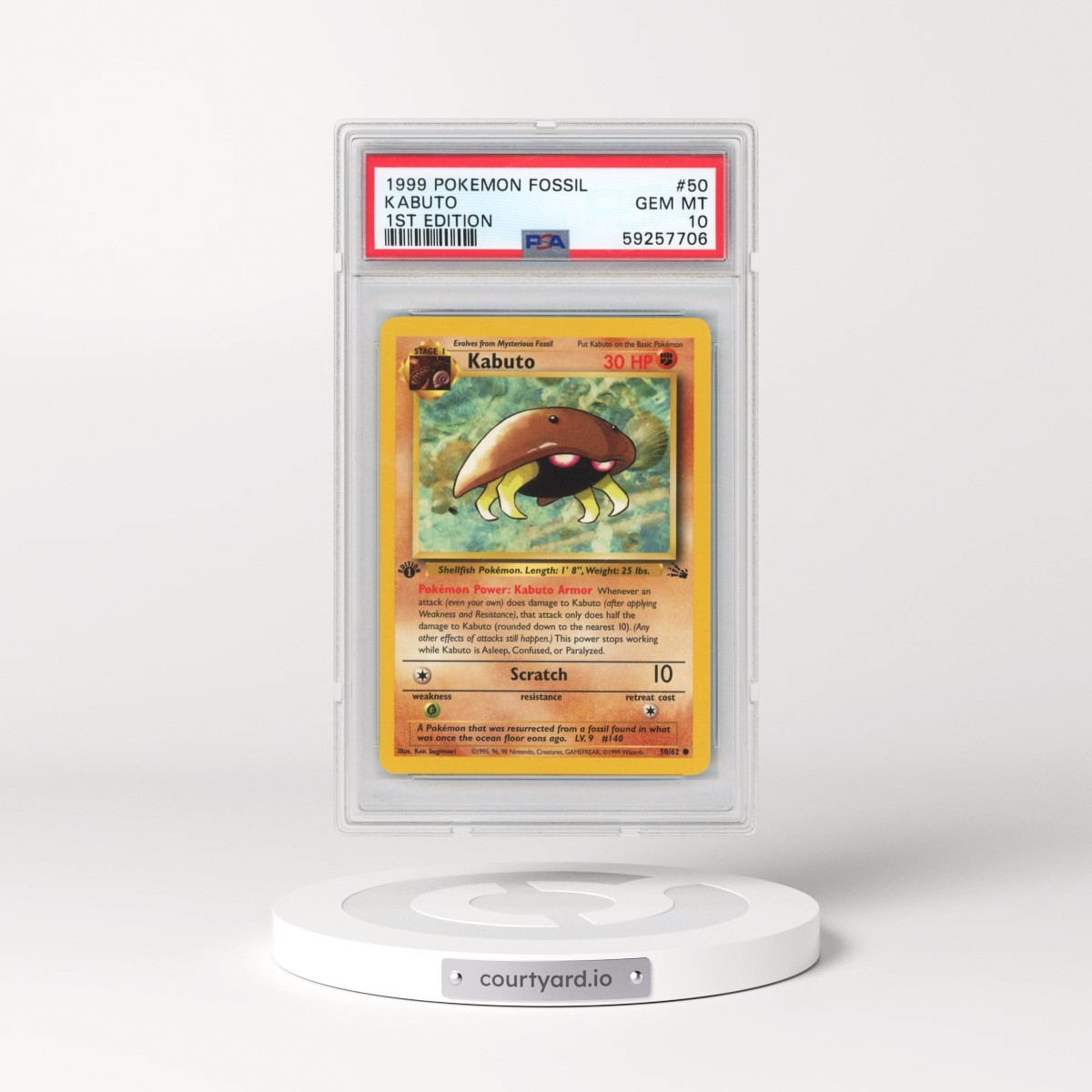 1999 Pokémon Fossil #50 Kabuto - 1st Edition (PSA 10 GEM MINT)