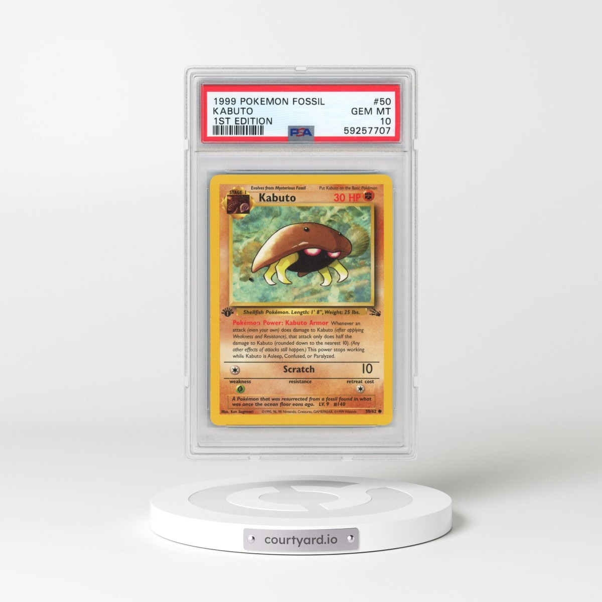 1999 Pokémon Fossil #50 Kabuto - 1st Edition (PSA 10 GEM MINT)
