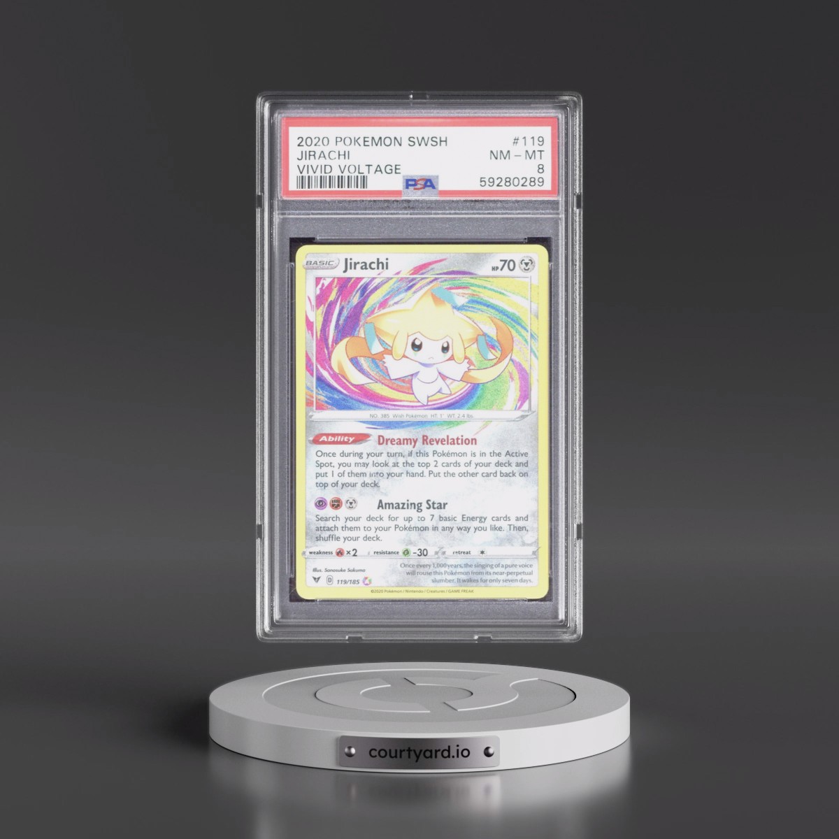 2020 Pokémon Sword & Shield Vivid Voltage #119 Jirachi (PSA 8 NM-MT)