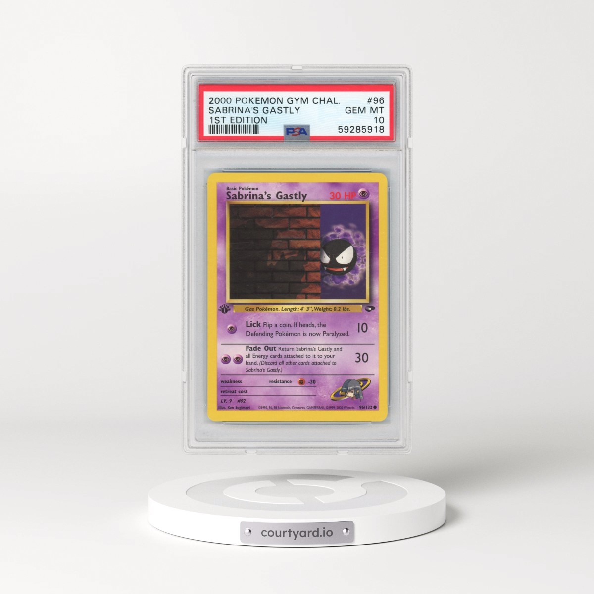 2000 Pokémon Gym Challenge #96 Sabrina's Gastly - 1st Edition (PSA 10 GEM MINT)
