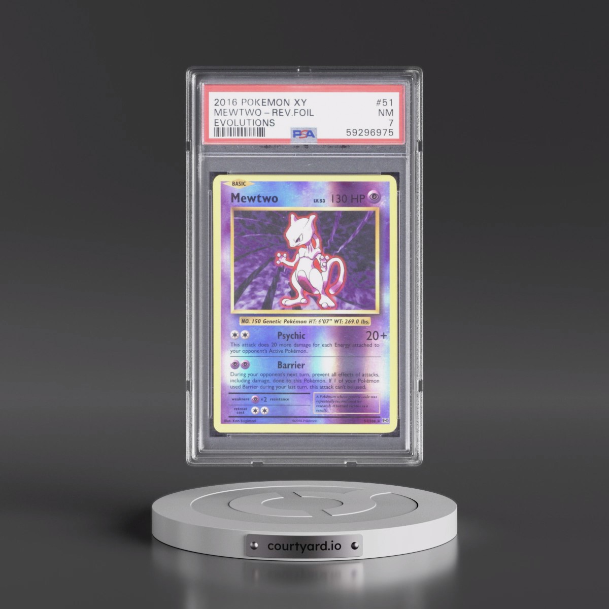 2016 Pokémon XY Evolutions #51 Mewtwo - Reverse Foil (PSA 7 NM)