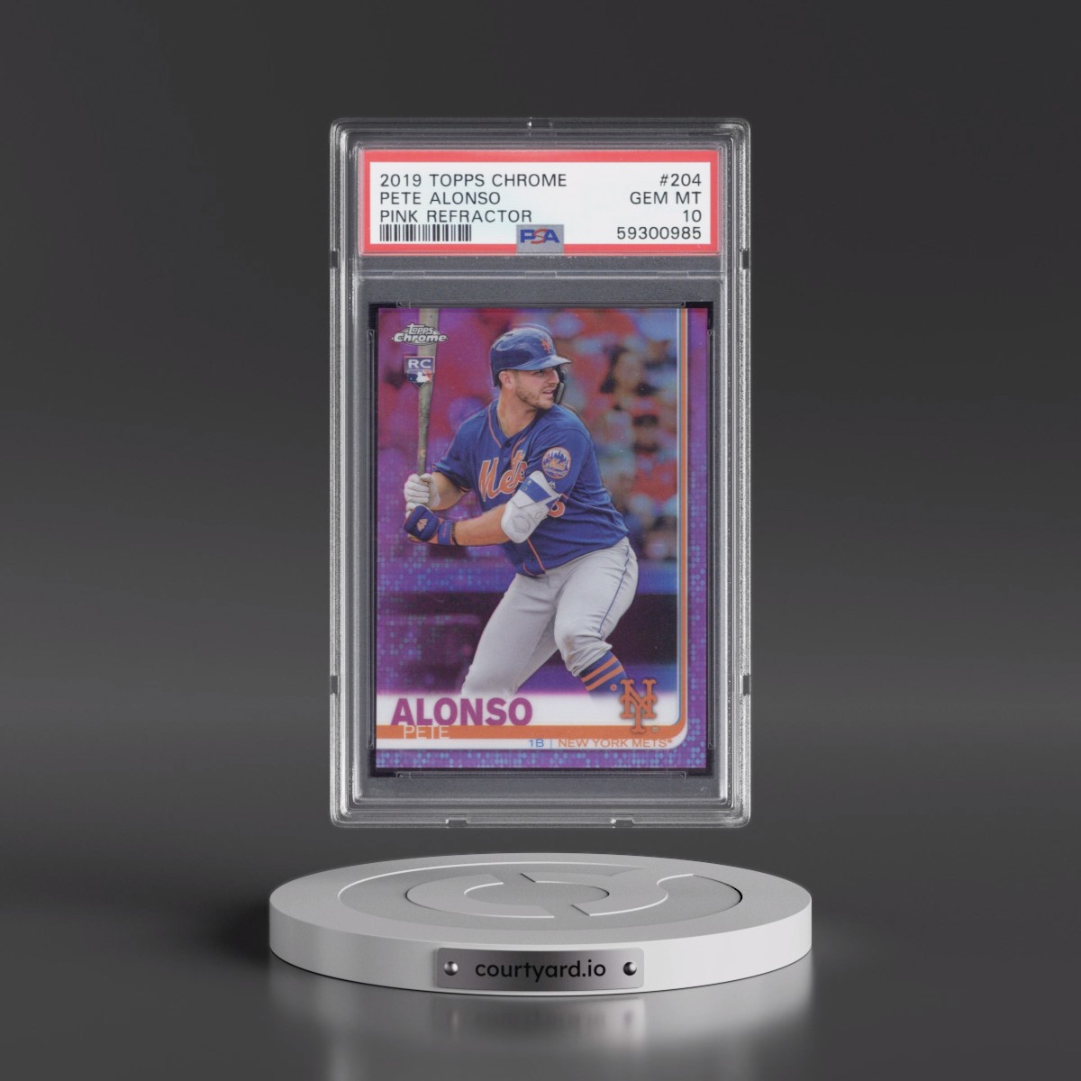 2019 Topps Chrome #204 Pete Alonso - Pink Refractor (PSA 10 GEM MINT)