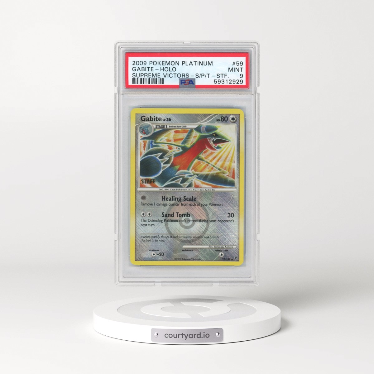 2009 Pokémon Platinum Supreme Victors #59 Gabite - Holo Crosshatch-2009 State/Province/Territory Championships-Staff (PSA 9 MINT)