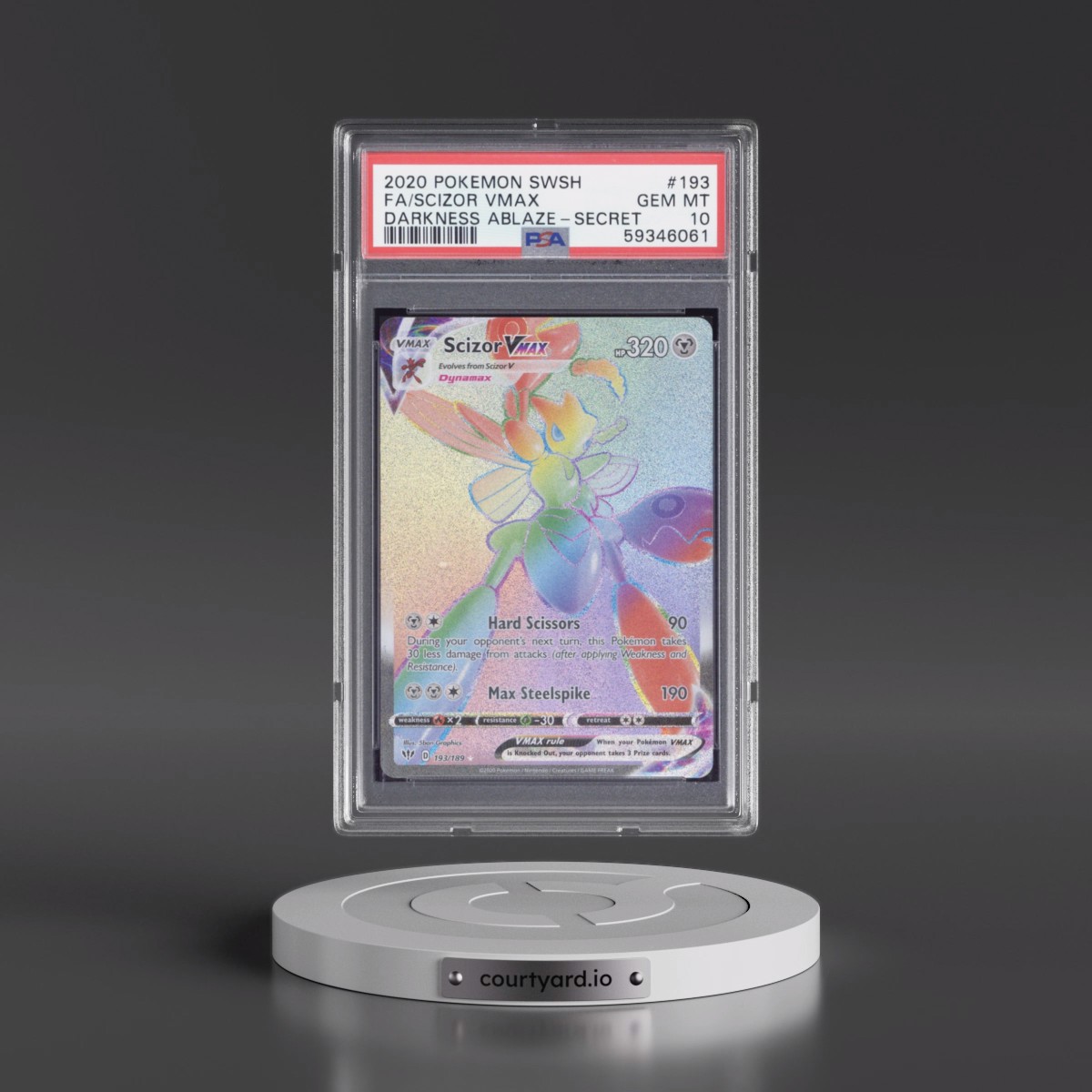 2020 Pokémon Sword & Shield Darkness Ablaze #193 Scizor Vmax - Full Art Secret (PSA 10 GEM MINT)