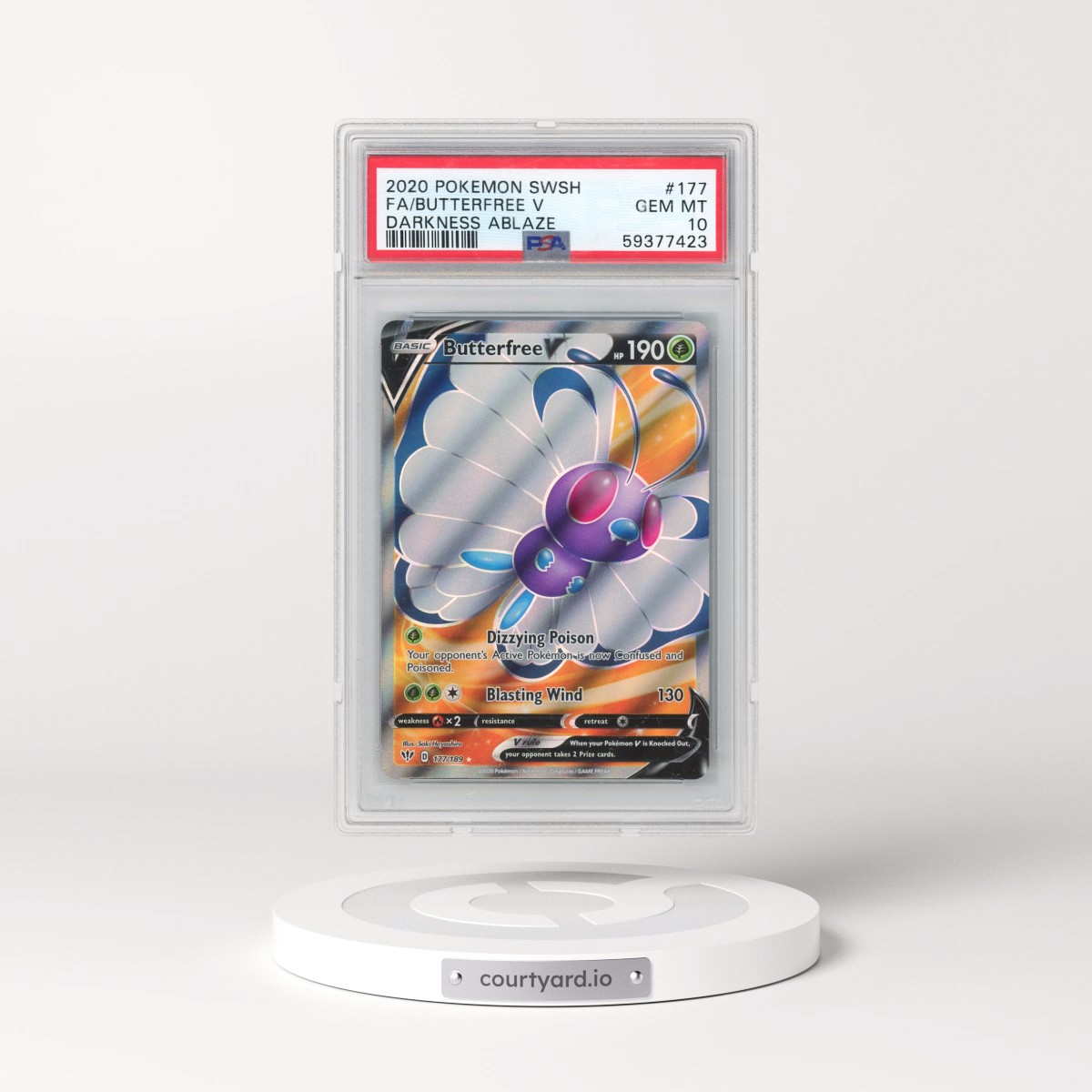 2020 Pokémon Sword & Shield Darkness Ablaze #177 Butterfree V - Holo Full Art (PSA 10 GEM MINT)