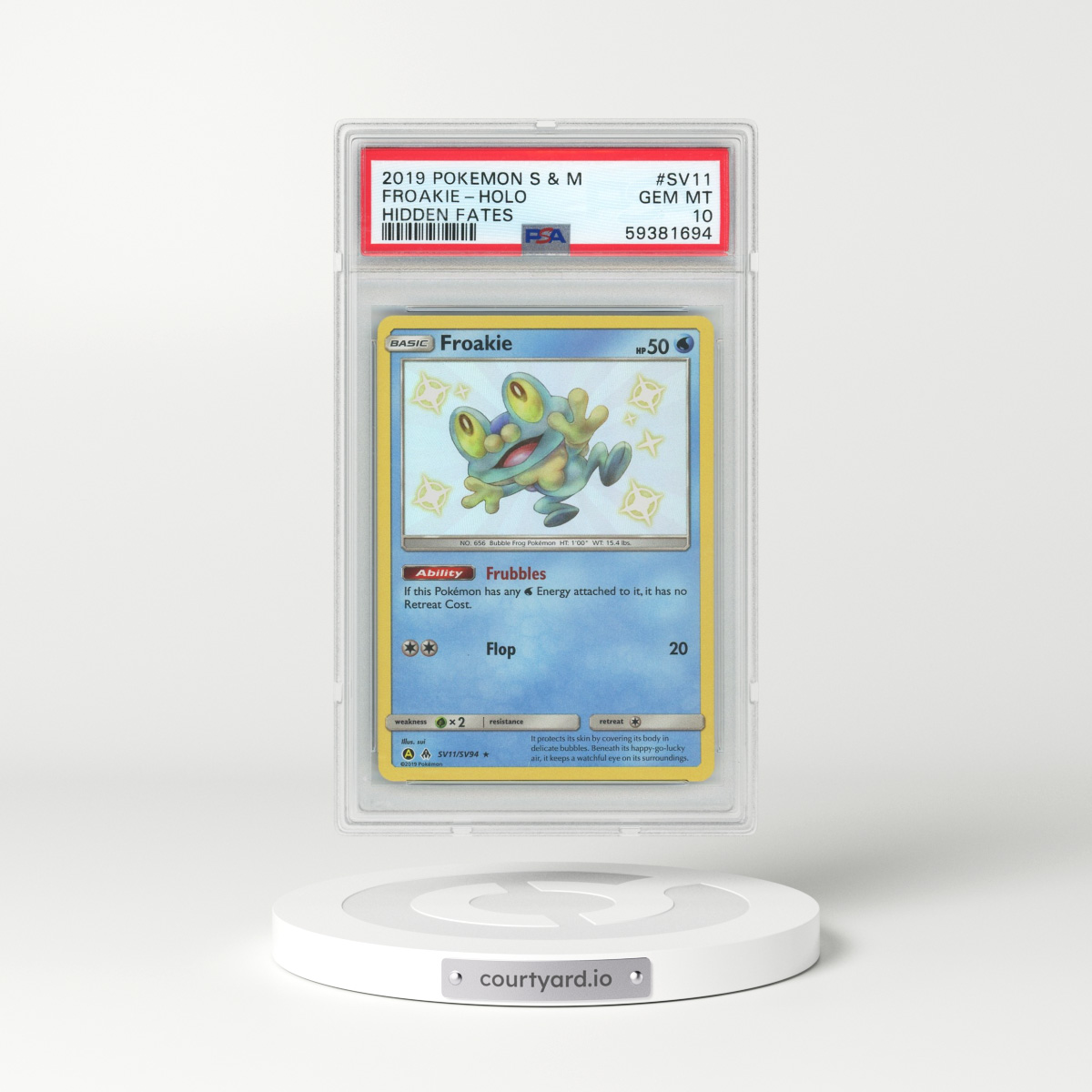 2019 Pokémon Sun & Moon Hidden Fates #SV11 Froakie - Holo (PSA 10 GEM MINT)