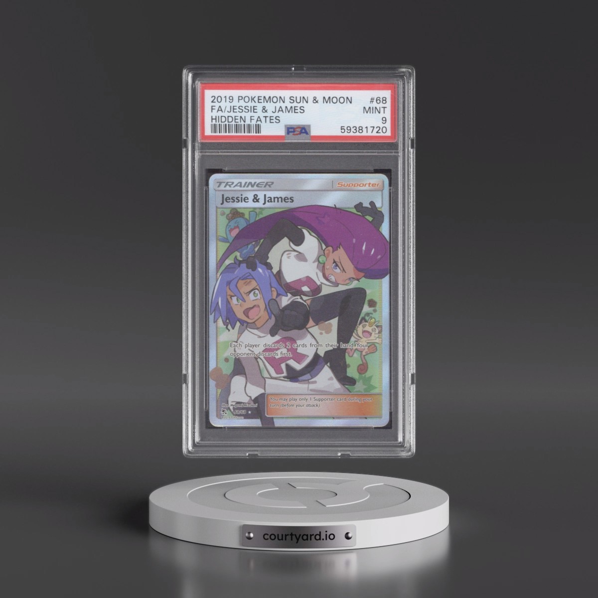 2019 Pokémon Sun & Moon Hidden Fates #68 Jessie & James - Full Art (PSA 9 MINT)