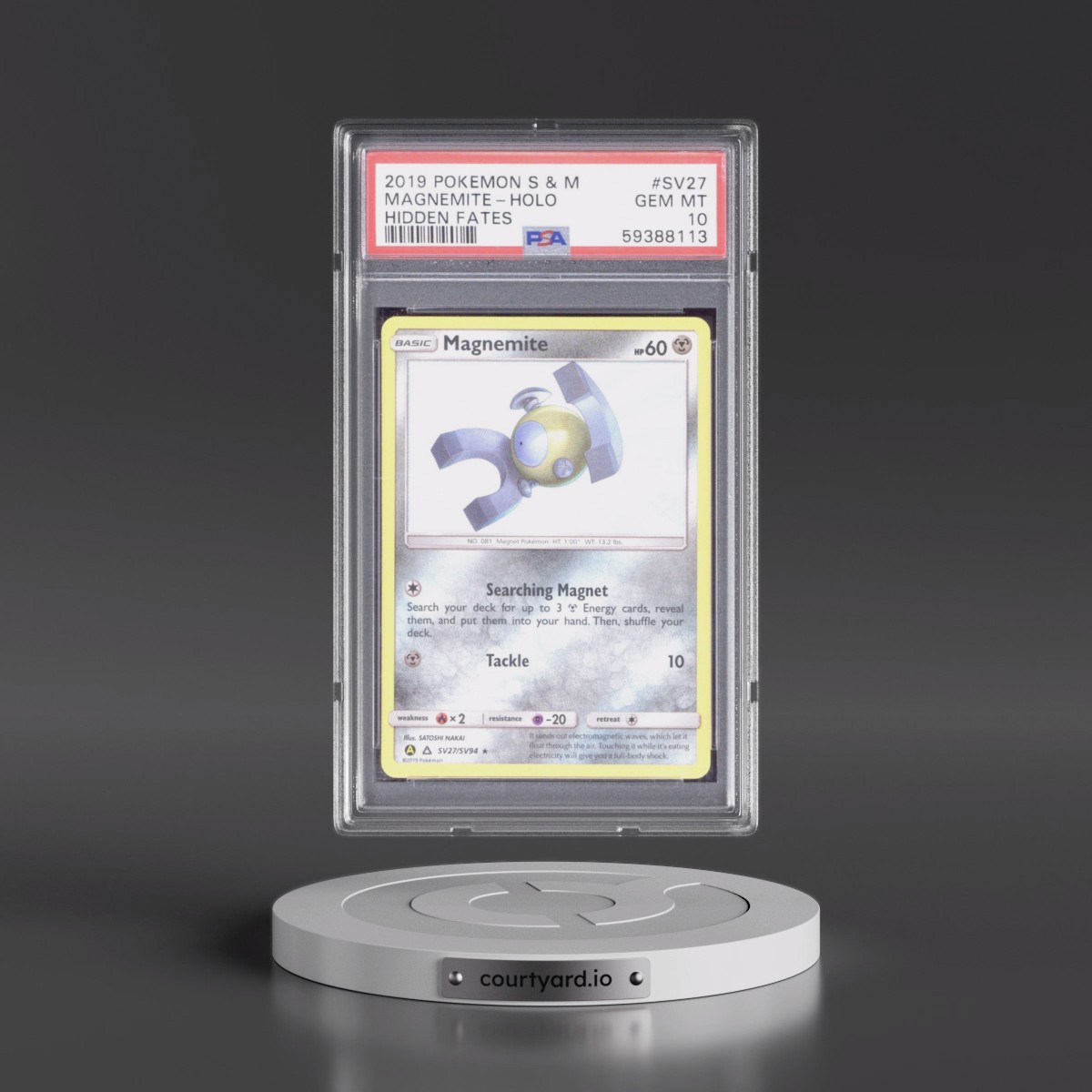2019 Pokémon Sun & Moon Hidden Fates #SV27 Magnemite - Holo (PSA 10 GEM MINT)