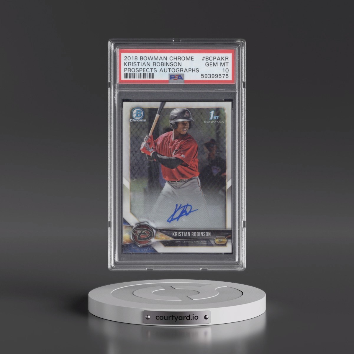 2018 Bowman Chrome Prospects Autographs #BCPAKR Kristian Robinson (PSA 10 GEM MINT)