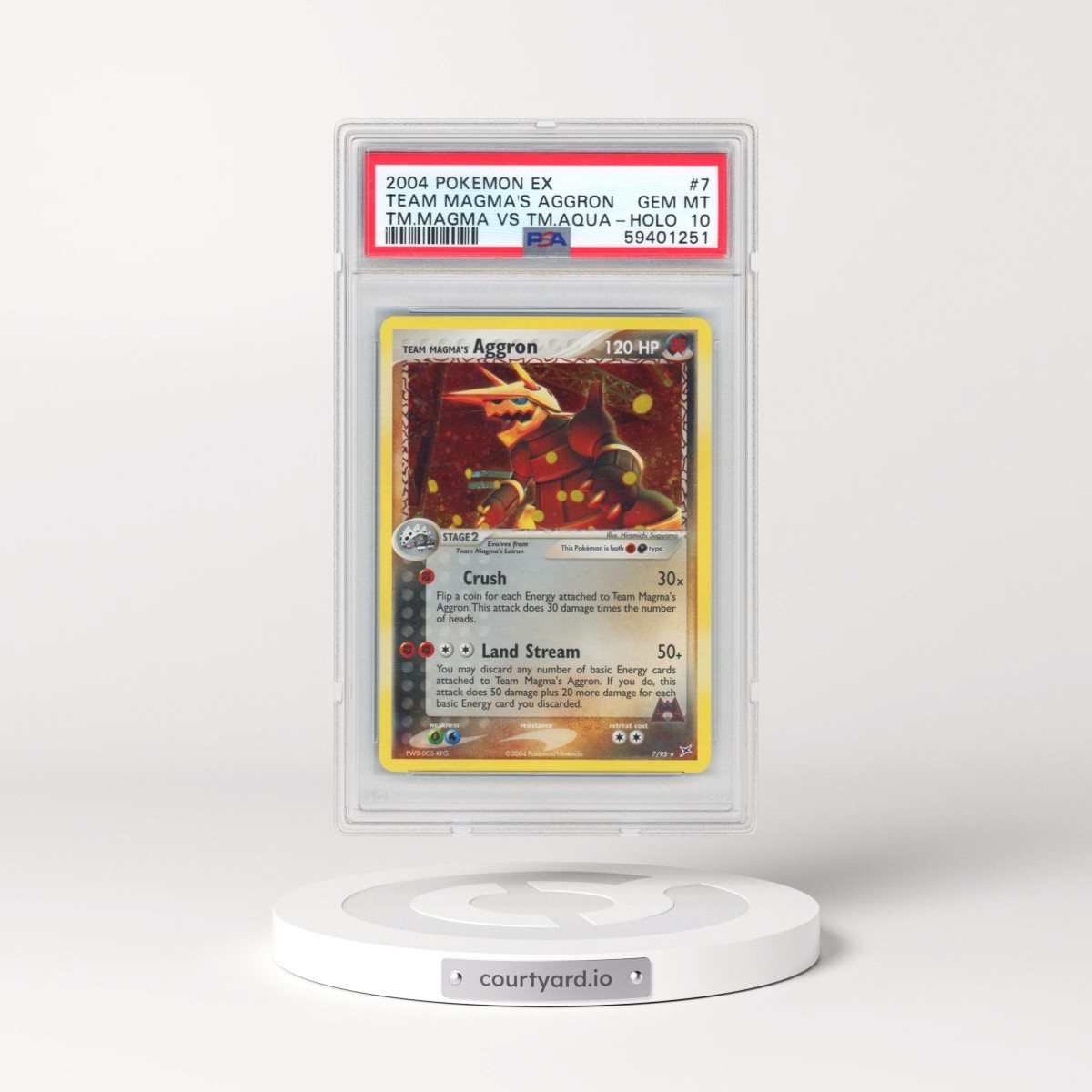 2004 Pokémon EX Team Magma VS Team Aqua #7 Team Magma's Aggron - Holo (PSA 10 GEM MINT)